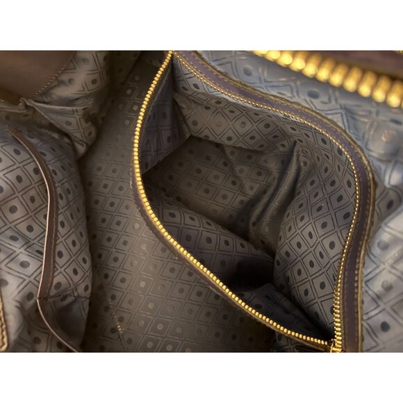 RARE Tod's D-Bag Styling Suede Navy Blue Top Handle Medium Handbag Bauletto - Picture 10 of 13